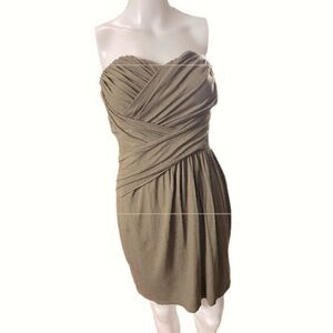 Express Strapless Ruched Dress Womens Small Taupe Summer AJ0155